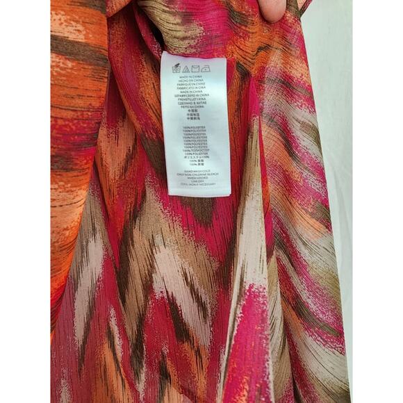 Michael Kors Tunic Top Coverup Size L/XL Colorful Red Pink Orange Tan Coastal - Picture 6 of 6